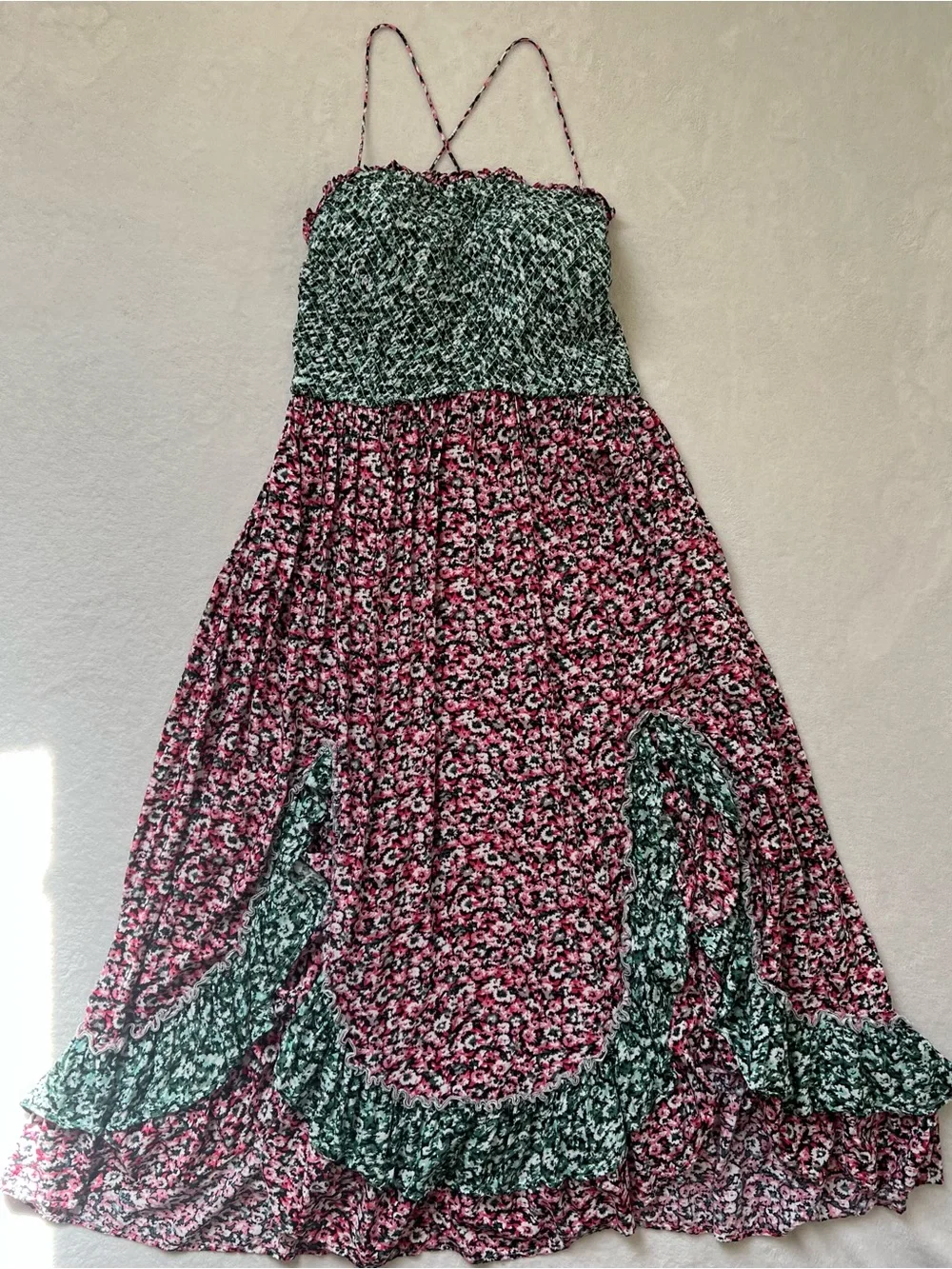 Free People Pink and Green Floral Backless Maxi Dress - Picture 3 of 15